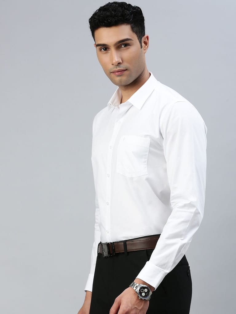 Luxurious Men Mens 100% Cotton White Full Sleeves Shirt Classic Cotton 2025 at ShopCircuit | OND
