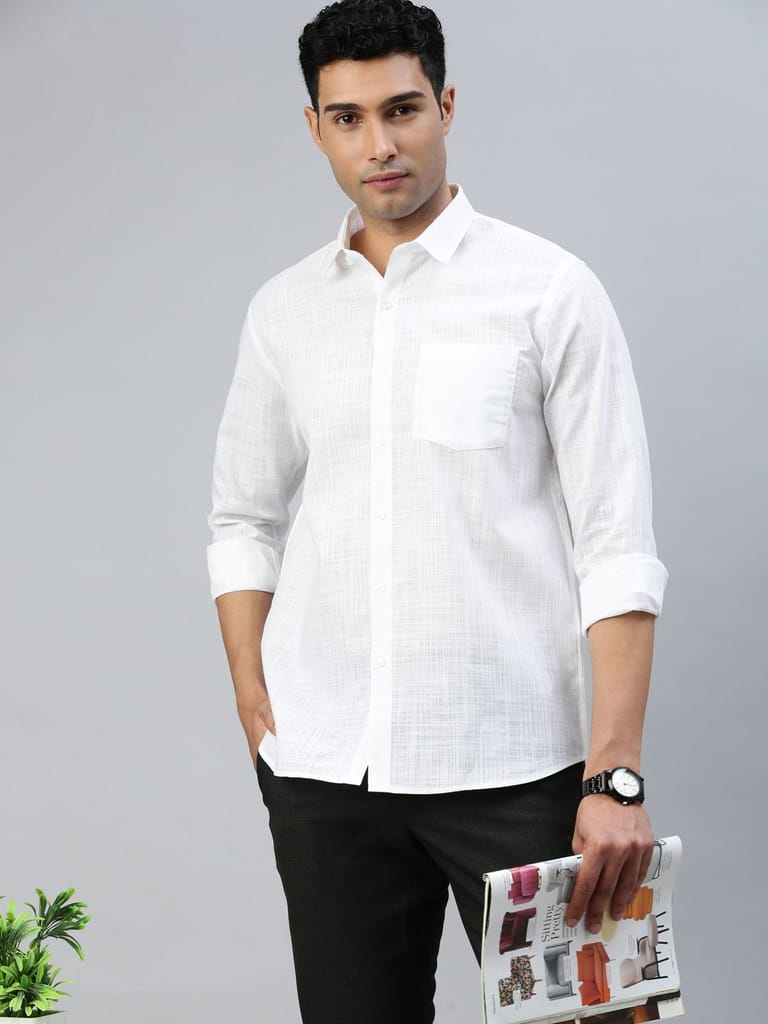 Luxurious Men Mens Poly Cotton White Shirt Full Sleeves Celebrity White V3 2025 at ShopCircuit |