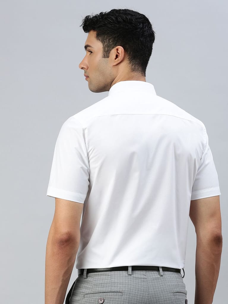 Mens Smart Fit Cotton Rich White Half Sleeves Shirt Ever Fresh