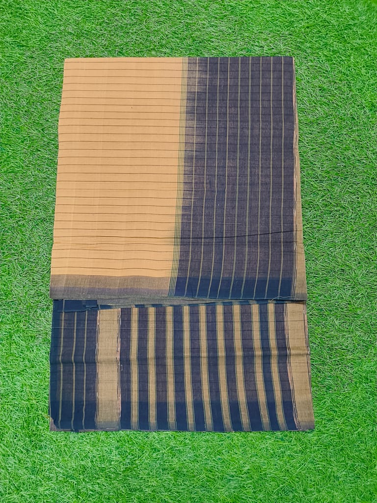 MORI HANDLOOMS COTTON STRIPED PALLU SAREE