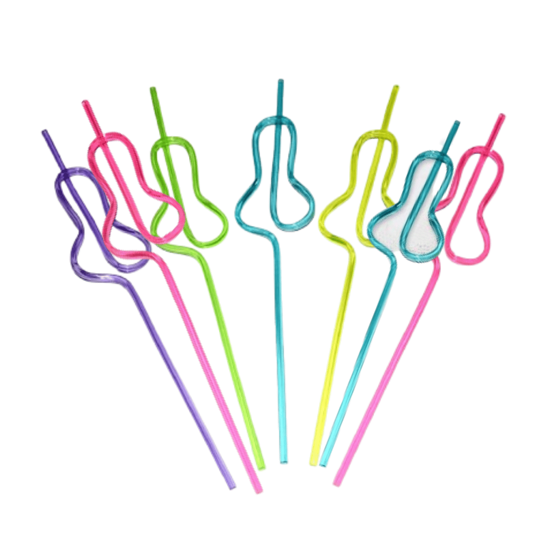 Wanna Party Willy Colorful Straws - 6PC