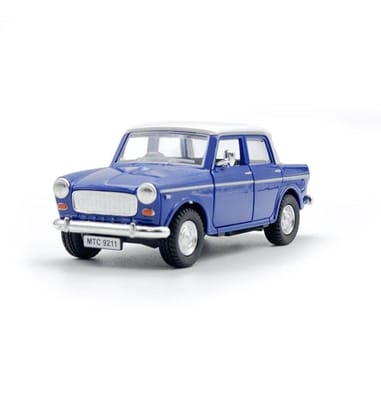 Plastic Old Model Fiat Openable Doors Pull Back Action Collectible Car For Kids (Blue) PID50338