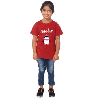 Girls Cotton Adelie Half Sleeve TShirt (Maroon) PID41474