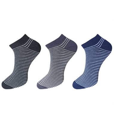 3_Pair Set Unisex Casual Cotton Striped Ankle Length Socks (Multicolor) PID54122