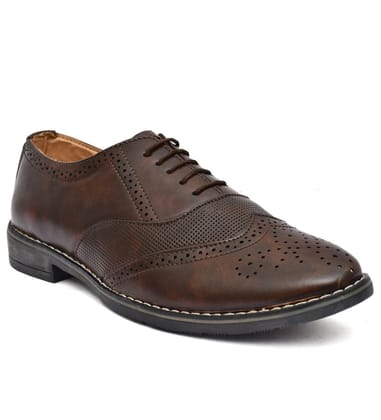 Men's Synthetic Leather Formal Shoes (Brown)