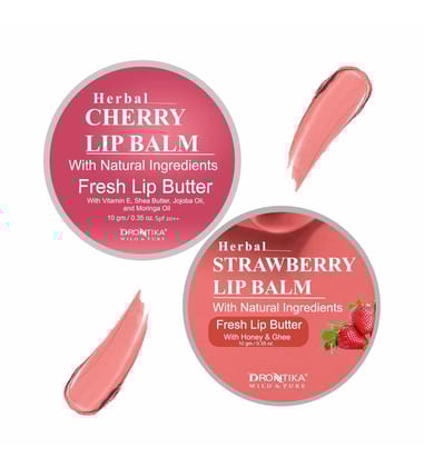 Unisex Herbal Dark And Chapped Lips Cherry &amp; Strawberry Lip Balm Pack Of 2  (10gm) PID57424