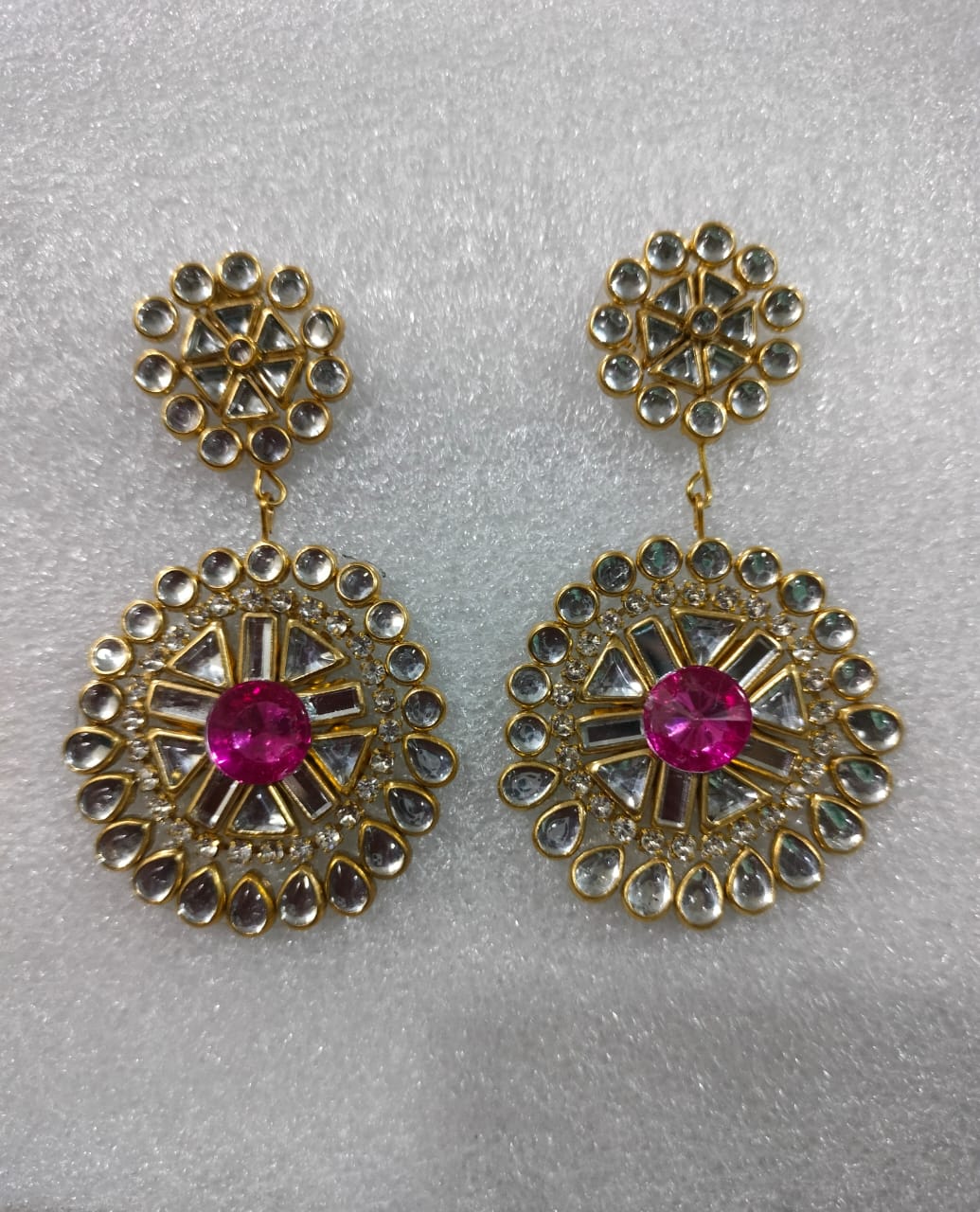 Buy Online Pink Kundan Meenakari Earrings, Gold Plated Traditional Indian Bollywood Jewelry for Women