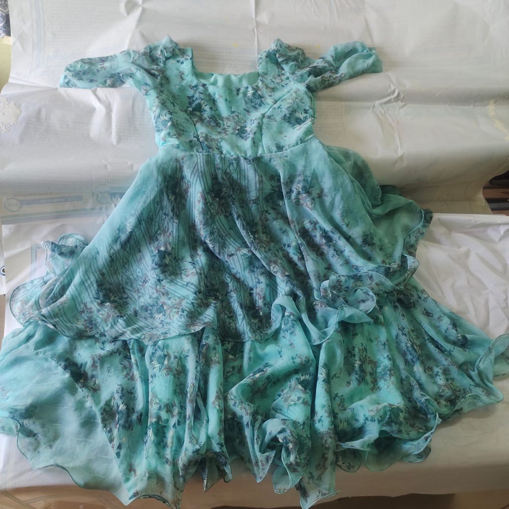 Women's Floral Chiffon Ruffle Hem Maxi Dress - Earrings | Buy online on ZillyBuy
