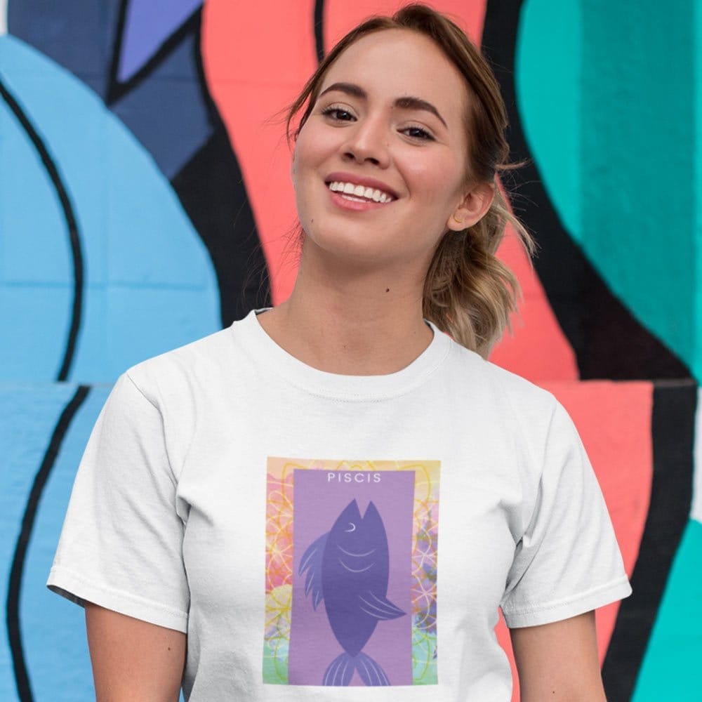 Affordable Women EqualLife Pure Cotton Bio-Washed T-Shirt Chest Printed-Zodiac Sign Series-2-PIS