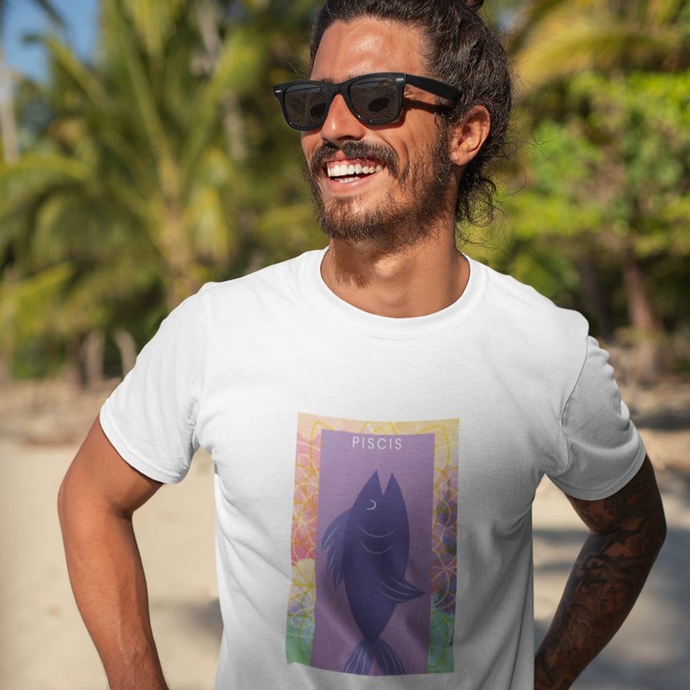 Chic Men EqualLife Pure Cotton Bio-Washed T-Shirt Chest Printed-Zodiac Sign Series-2-PISCES Desi