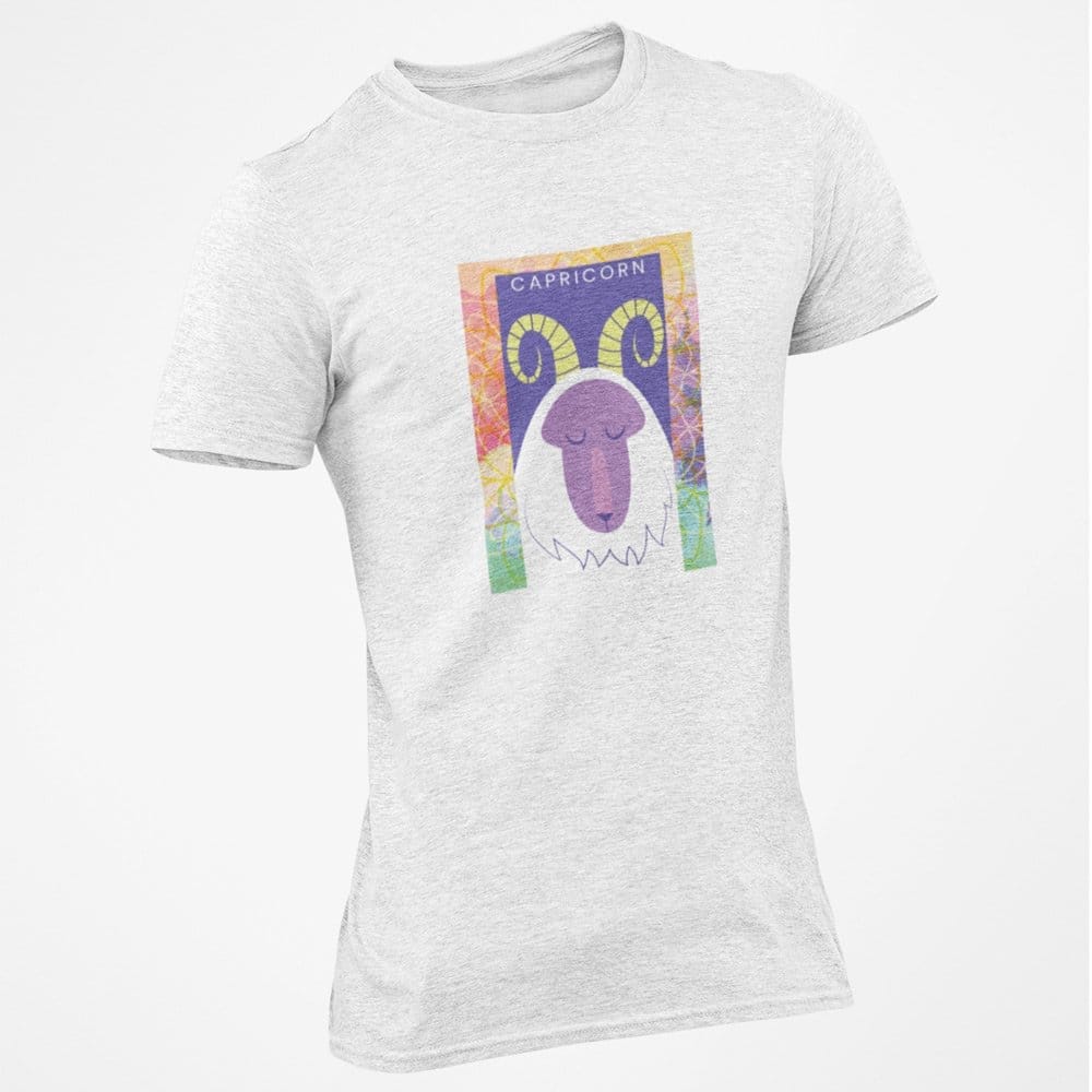 Elegant Men EqualLife Pure Cotton Bio-Washed T-Shirt Chest Printed-Zodiac Sign Series-2-CAPRICON