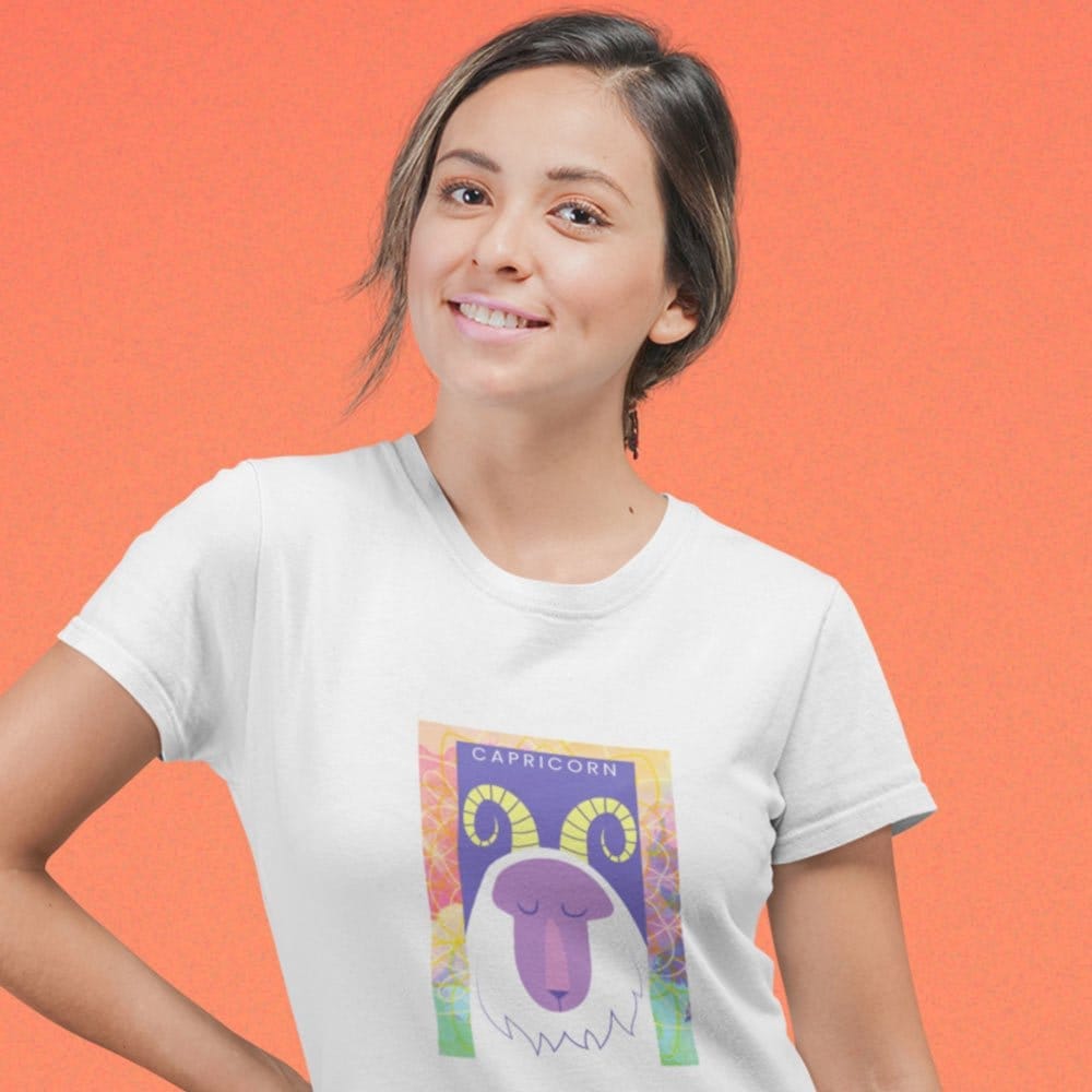 Exclusive Women EqualLife Pure Cotton Bio-Washed T-Shirt Chest Printed-Zodiac Sign Series-2-CAPR