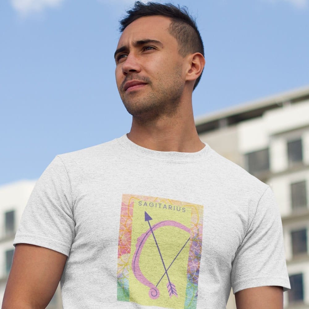 Luxurious Men EqualLife Pure Cotton Bio-Washed T-Shirt Chest Printed-Zodiac Sign Series-2-SAGITT