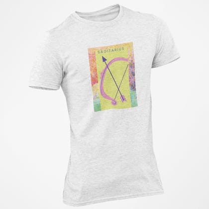 EqualLife Pure Cotton Bio-Washed T-Shirt Chest Printed-Zodiac Sign Series-2-SAGITTARIUS Design-By Zingertees-Men-EL9120097-M