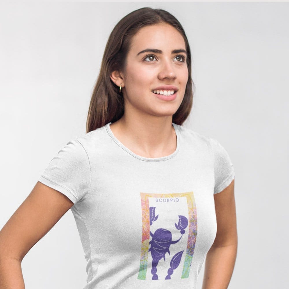New Women EqualLife Pure Cotton Bio-Washed T-Shirt Chest Printed-Zodiac Sign Series-2-SCORPIO De