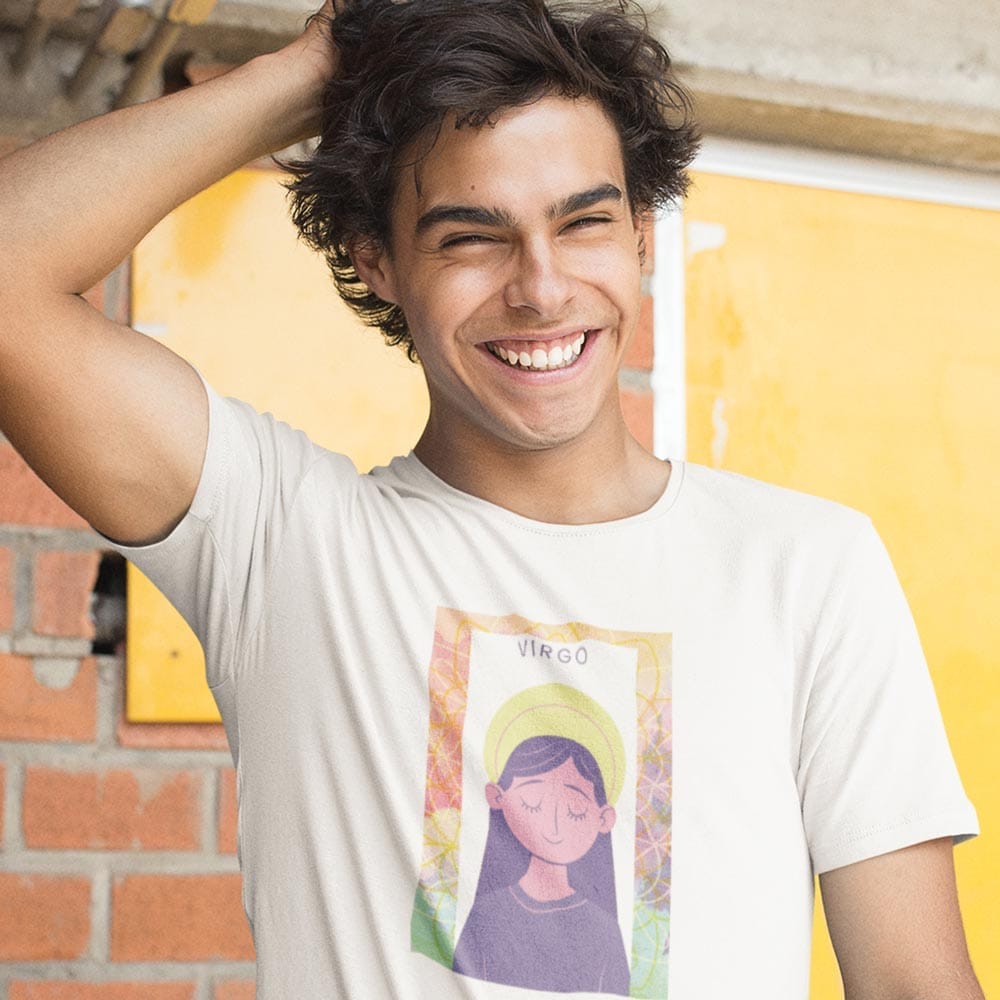 Stylish Men EqualLife Pure Cotton Bio-Washed T-Shirt Chest Printed-Zodiac Sign Series-2-VIRGO De