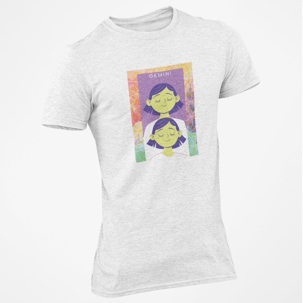 Top Men EqualLife Pure Cotton Bio-Washed T-Shirt Chest Printed-Zodiac Sign Series-2-GEMINI Desig