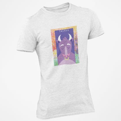 EqualLife Pure Cotton Bio-Washed T-Shirt Chest Printed-Zodiac Sign Series-2-TAURUS Design-By Zingertees-Men-EL9120090-M