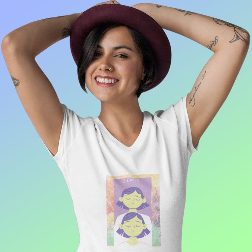 Affordable Women EqualLife Pure Cotton Bio-Washed T-Shirt Chest Printed-Zodiac Sign Series-2-GEM
