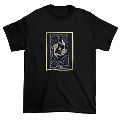 EqualLife Pure Cotton Bio-Washed T-Shirt Chest Printed-Zodiac Sign Series-1-PISCES Design-By Zingertees-Women-EL9120088-F