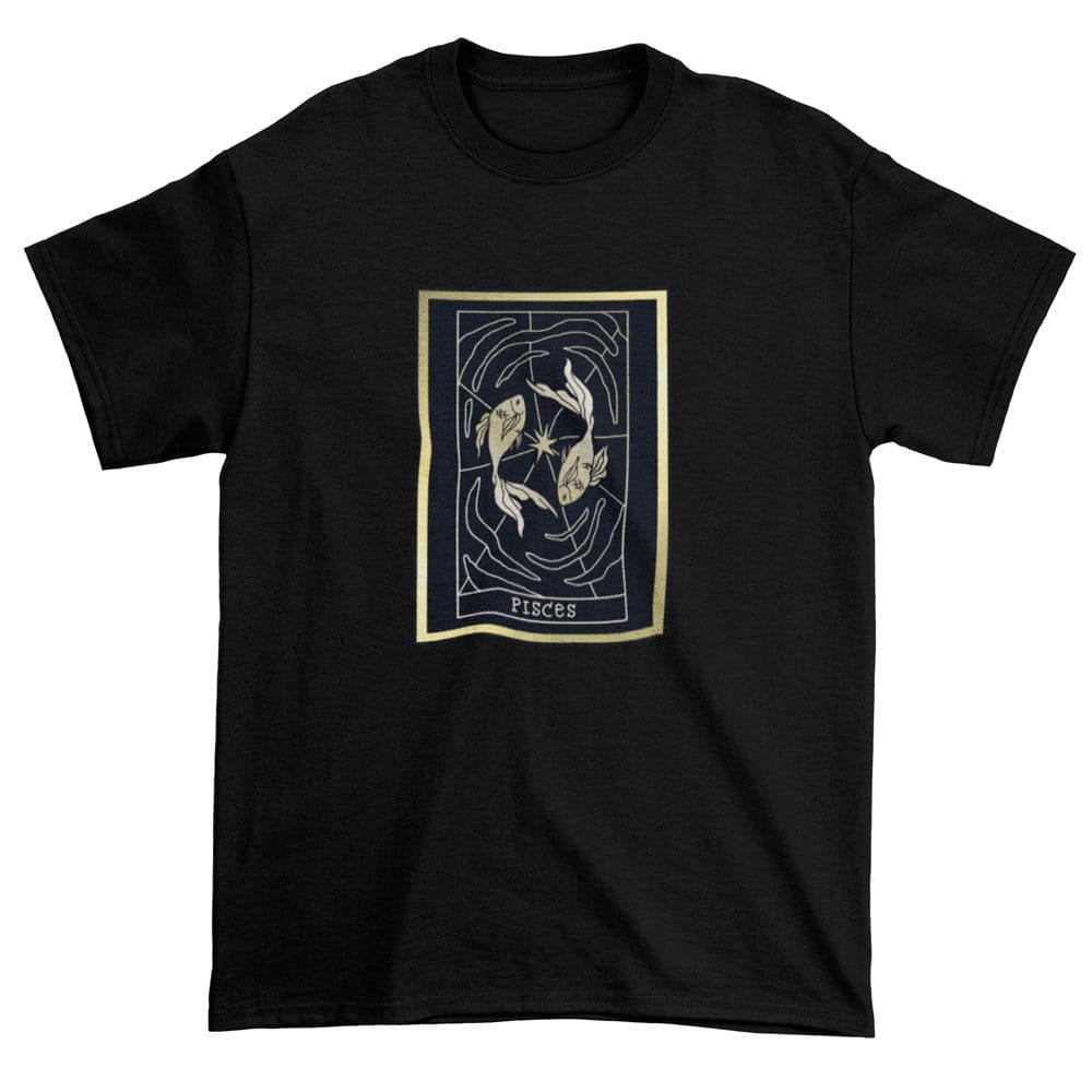 Top Men EqualLife Pure Cotton Bio-Washed T-Shirt Chest Printed-Zodiac Sign Series-1-PISCES Desig