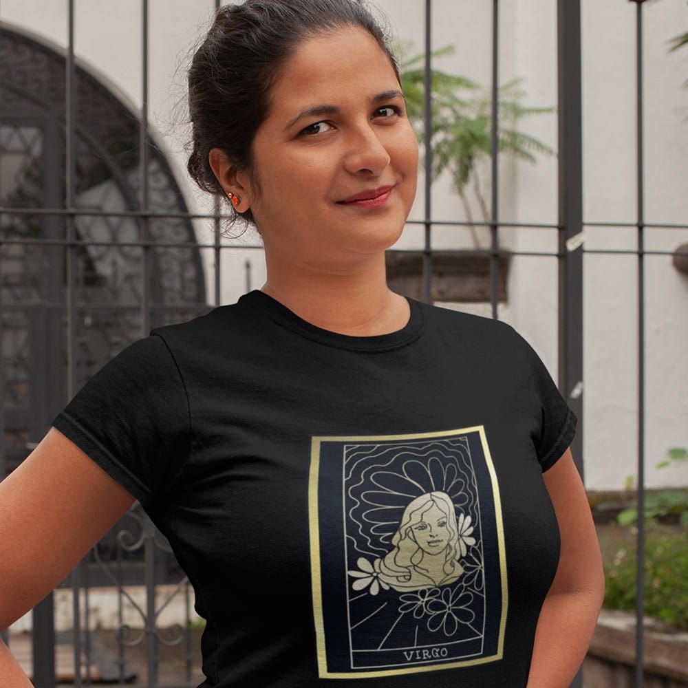 Best Women EqualLife Pure Cotton Bio-Washed T-Shirt Chest Printed-Zodiac Sign Series-1-VIRGO Des