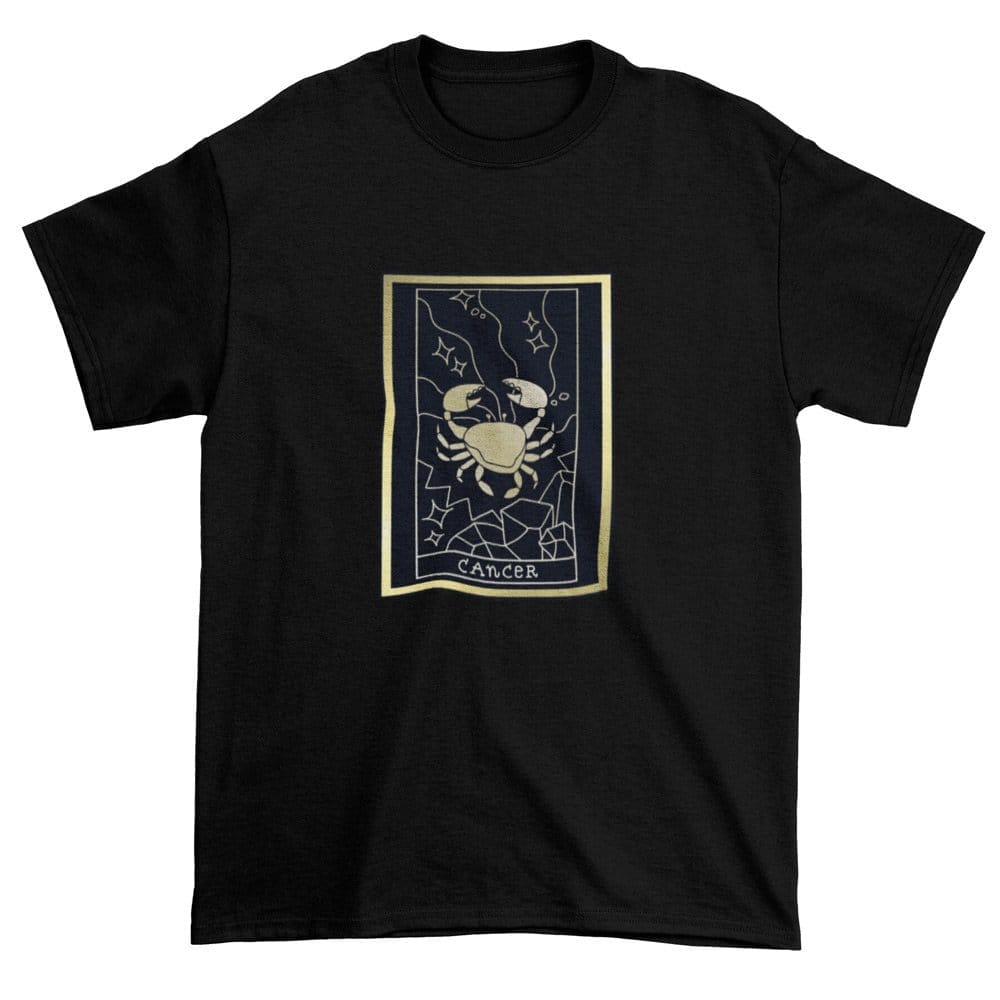 Top Women EqualLife Pure Cotton Bio-Washed T-Shirt Chest Printed-Zodiac Sign Series-1-CANCER Des