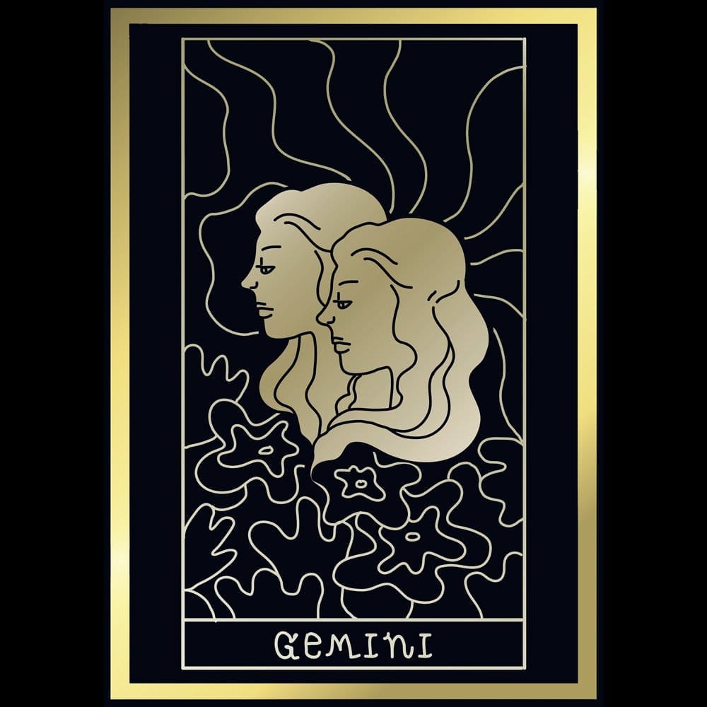 Elegant Men EqualLife Pure Cotton Bio-Washed T-Shirt Chest Printed-Zodiac Sign Series-1-GEMINI D