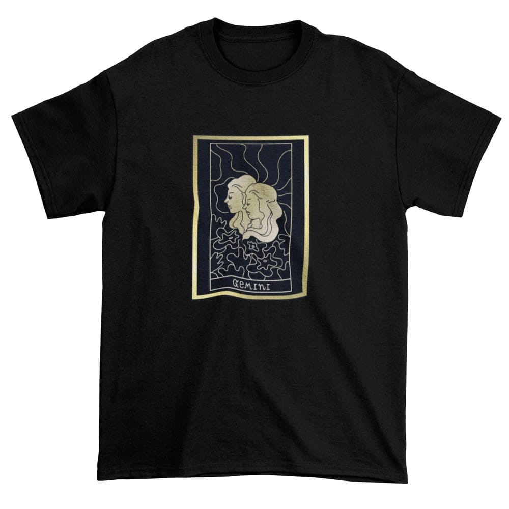 Elegant Men EqualLife Pure Cotton Bio-Washed T-Shirt Chest Printed-Zodiac Sign Series-1-GEMINI D