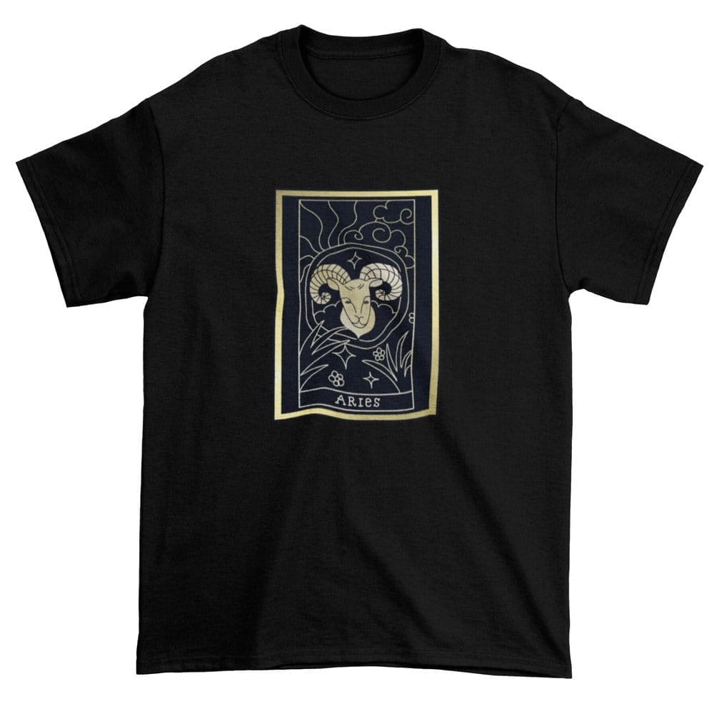 Stylish Men EqualLife Pure Cotton Bio-Washed T-Shirt Chest Printed-Zodiac Sign Series-1-ARIES De