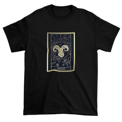 EqualLife Pure Cotton Bio-Washed T-Shirt Chest Printed-Zodiac Sign Series-1-ARIES Design-By Zingertees-Women-EL9120077-F
