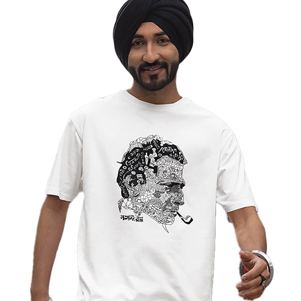 Premium Men EqualLife Pure Cotton Bio-Washed Chest Printed T-Shirt - Bengali Collection - Satyaj