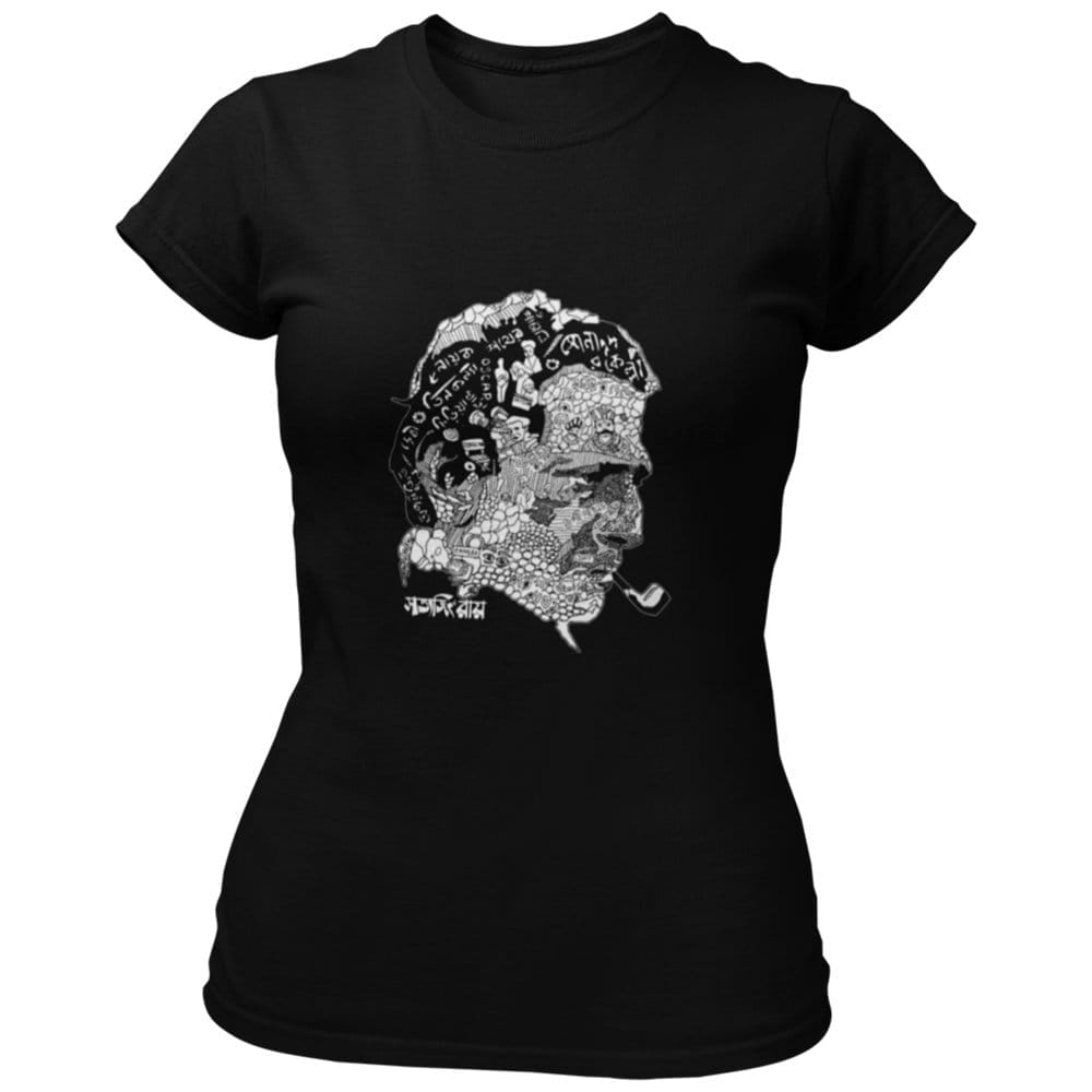 EqualLife Pure Cotton Bio-Washed Chest Printed T-Shirt - Bengali Collection - Satyajit Ray Portrait - by ZingerTees-Men-EL9120527-M