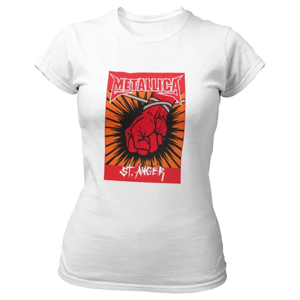 Affordable Women EqualLife Pure Cotton Bio-Washed T-Shirt Chest Printed-Tribute to Metallica-Roc