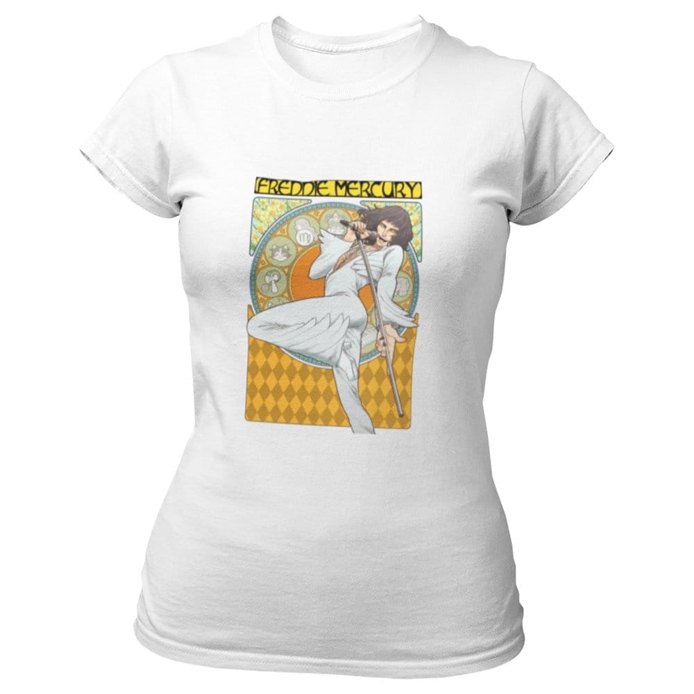 EqualLife Pure Cotton Bio-Washed T-Shirt Chest Printed-Tribute to Queen-Freddie Mercury-Rock Music-Design-4-by ZingerTees-Women-EL9120492-F