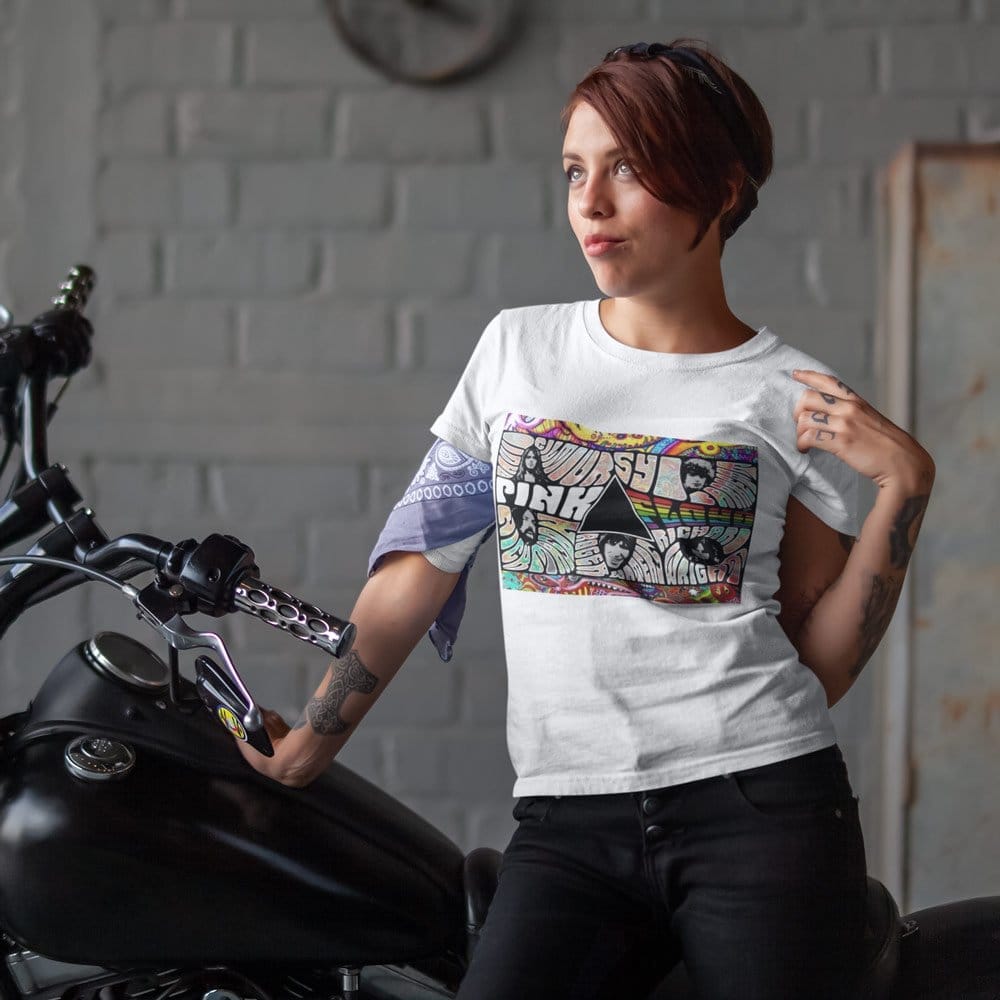 Top Women EqualLife Pure Cotton Bio-Washed T-Shirt Chest Printed-Tribute to Pink Floyd-by Zinger