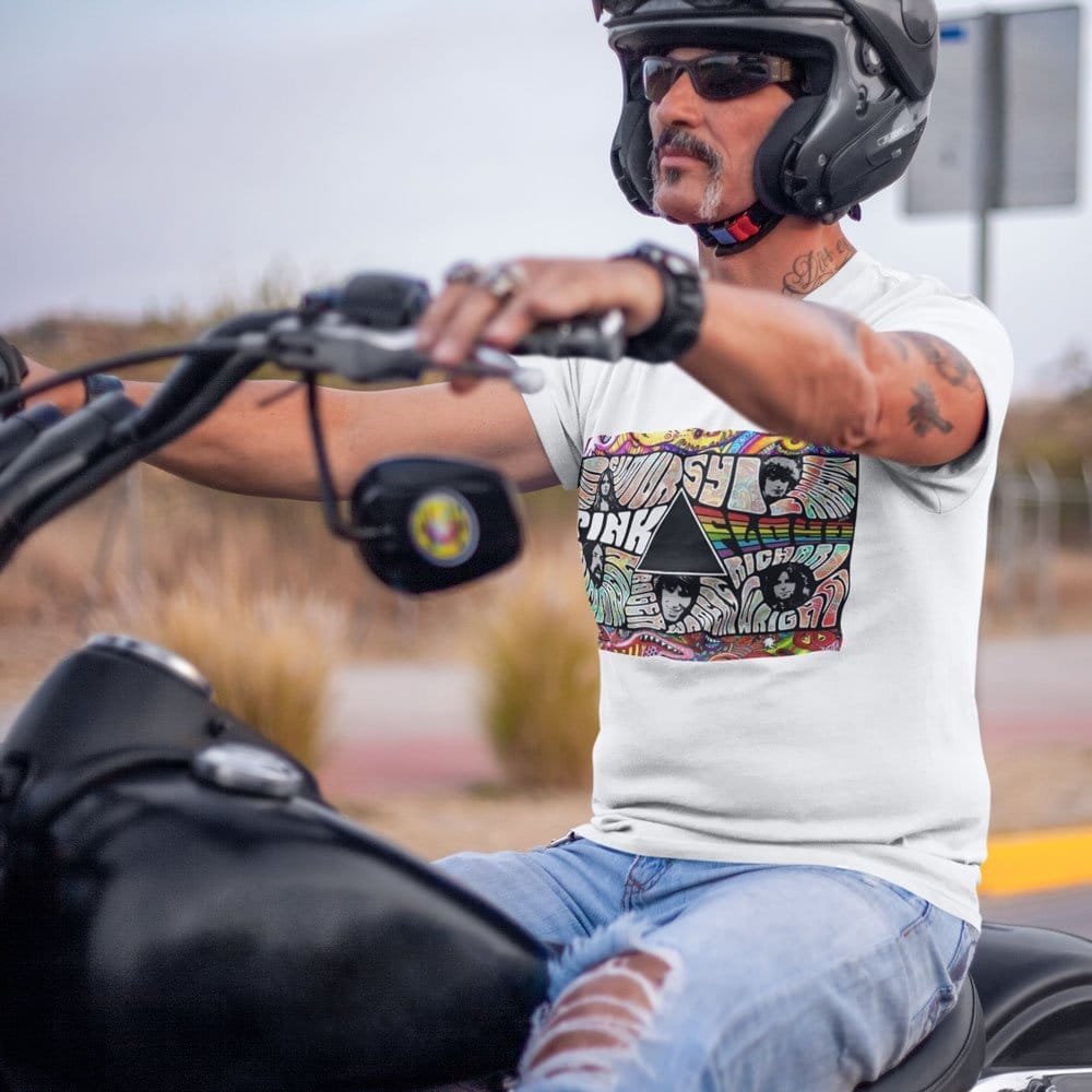 Stylish Men EqualLife Pure Cotton Bio-Washed T-Shirt Chest Printed-Tribute to Pink Floyd-by Zing
