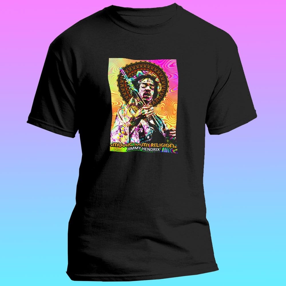 EqualLife Pure Cotton Bio-Washed T-Shirt Chest Printed-Legends-Jimmy Hendrix-by ZingerTees-Women-EL9120031-F