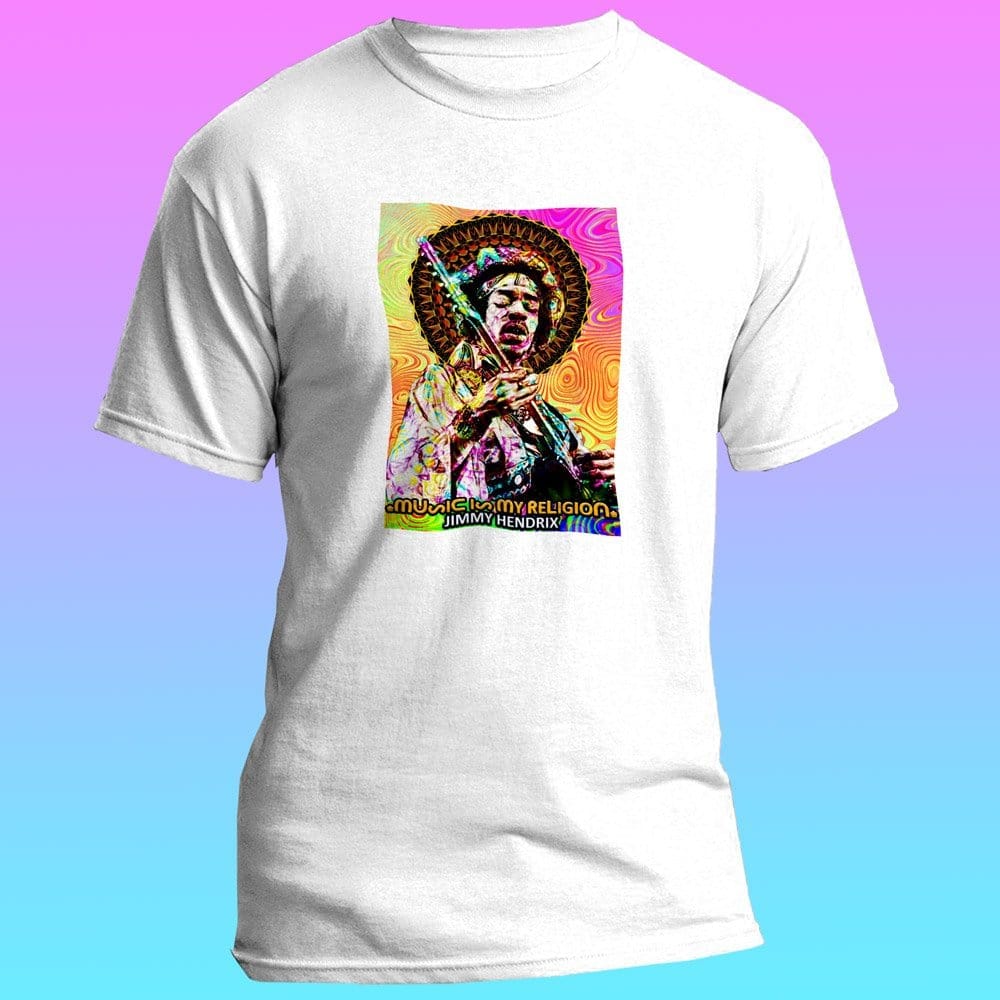 Trendy Women EqualLife Pure Cotton Bio-Washed T-Shirt Chest Printed-Legends-Jimmy Hendrix-by Zin