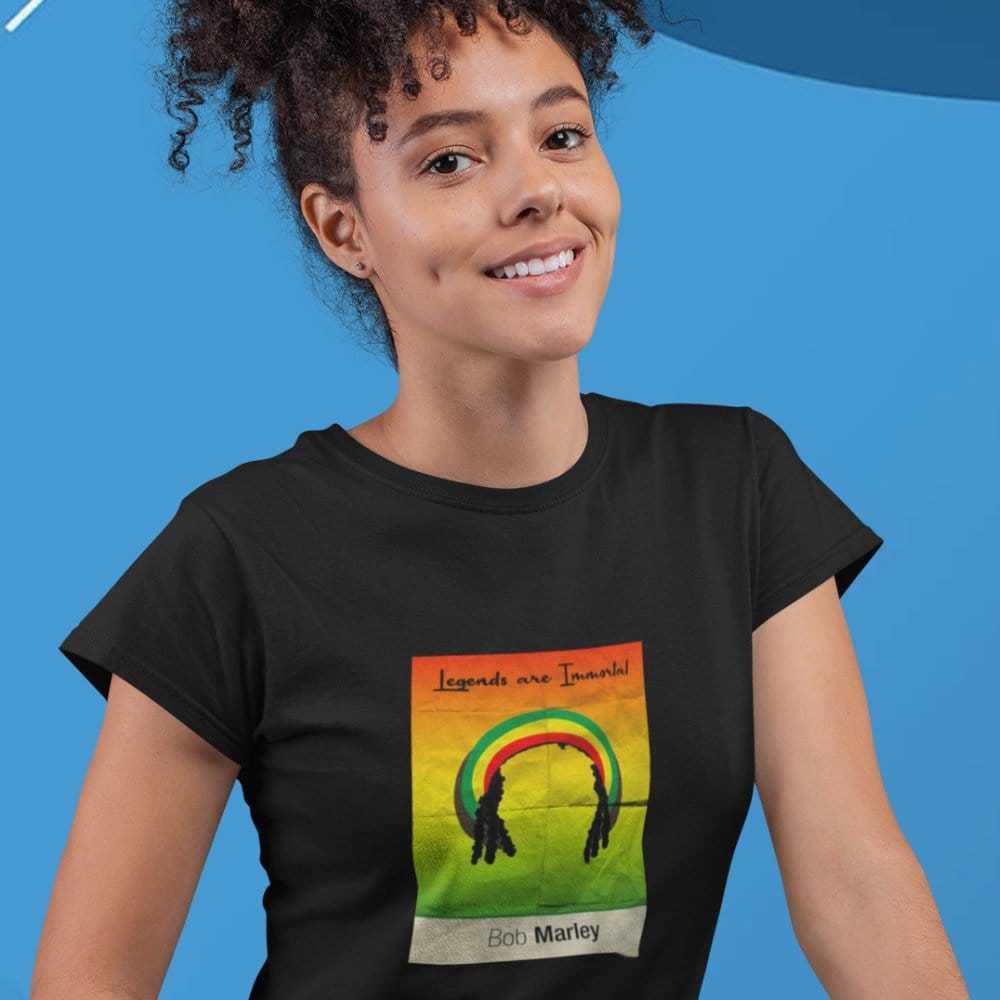 Modern Women EqualLife Pure Cotton Bio-Washed T-Shirt Chest Printed-Tribute to Bob Marley-Rock M