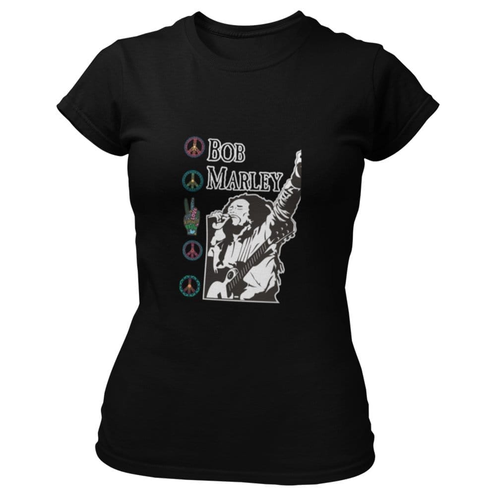 EqualLife Pure Cotton Bio-Washed T-Shirt Chest Printed-Tribute to Bob Marley-Rock Music Legends-13-by ZingerTees-Women-EL9120367-F