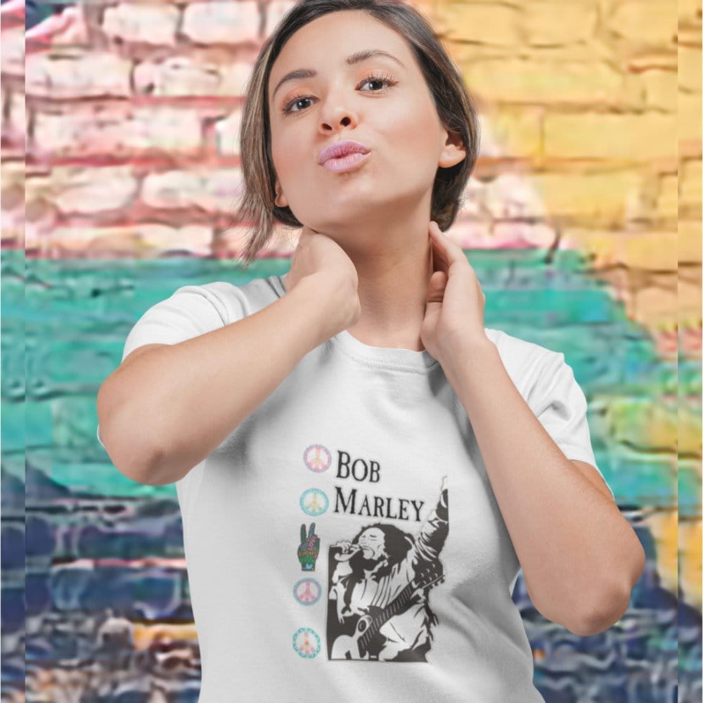 Exclusive Women EqualLife Pure Cotton Bio-Washed T-Shirt Chest Printed-Tribute to Bob Marley-Roc