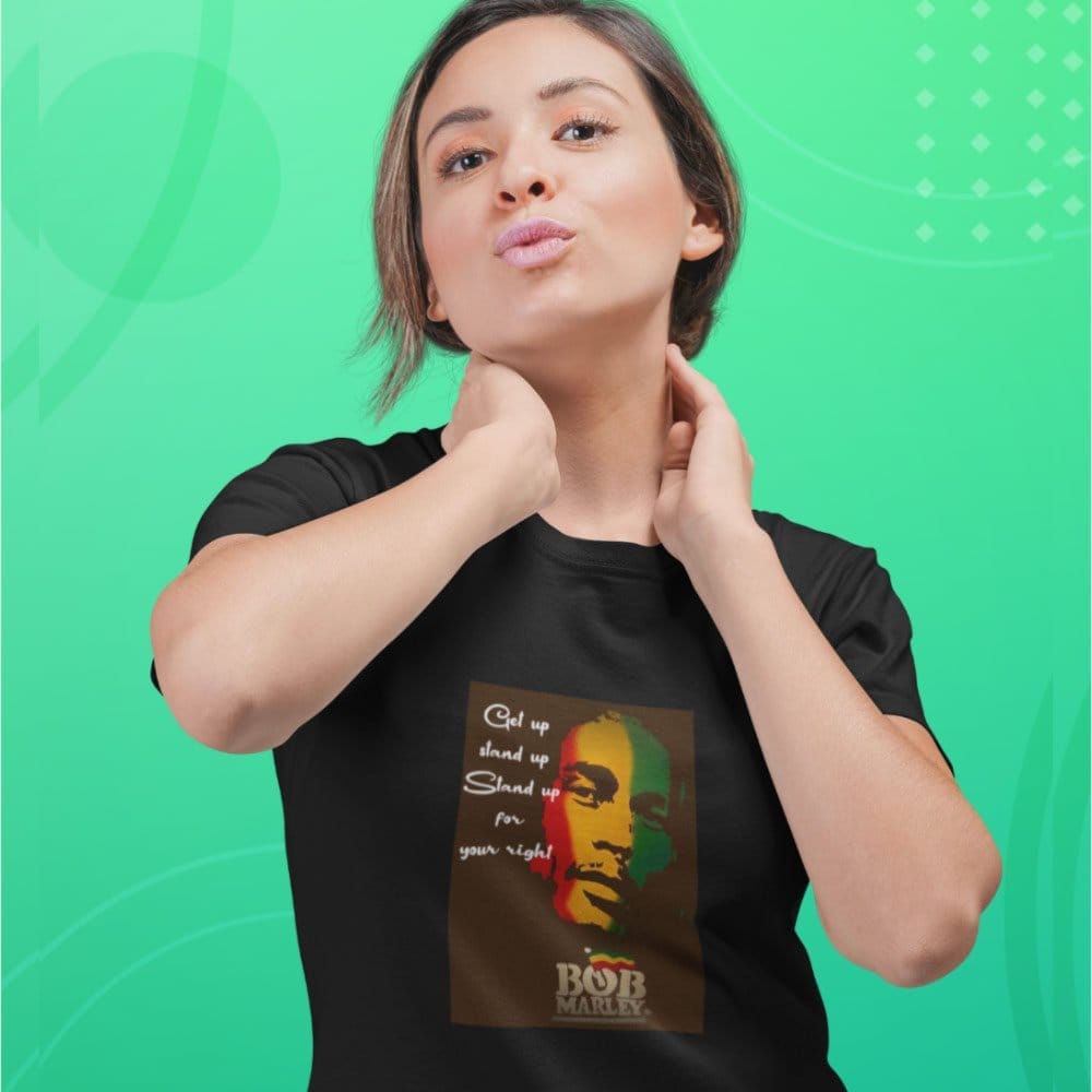 Best Women EqualLife Pure Cotton Bio-Washed T-Shirt Chest Printed-Tribute to Bob Marley-Rock Mus