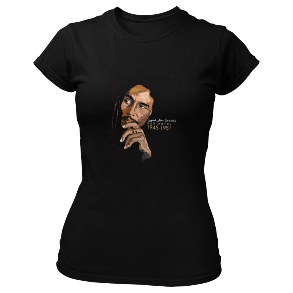 Elegant Women EqualLife Pure Cotton Bio-Washed T-Shirt Chest Printed-Tribute to Bob Marley-Rock 