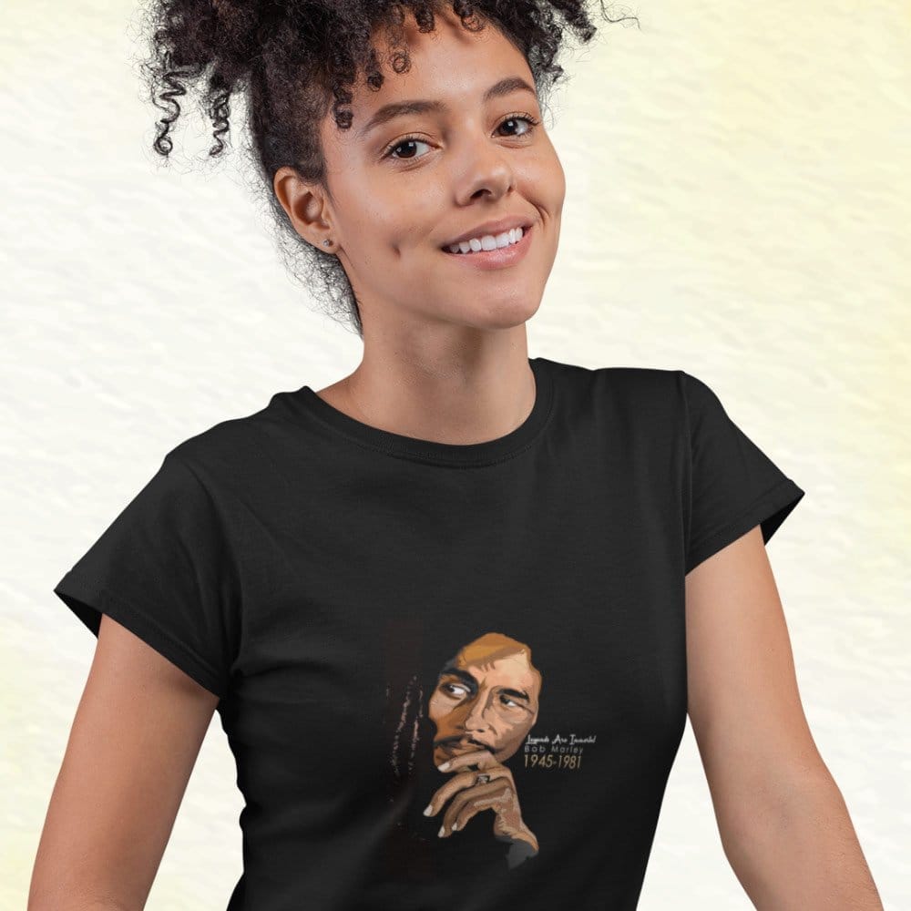 Elegant Women EqualLife Pure Cotton Bio-Washed T-Shirt Chest Printed-Tribute to Bob Marley-Rock 
