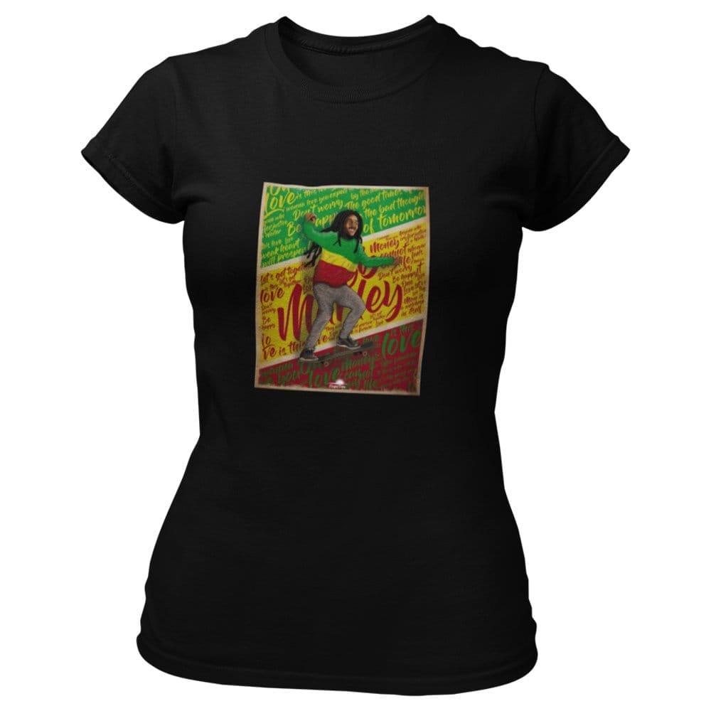 Affordable Women EqualLife Pure Cotton Bio-Washed T-Shirt Chest Printed-Tribute to Bob Marley-Ro