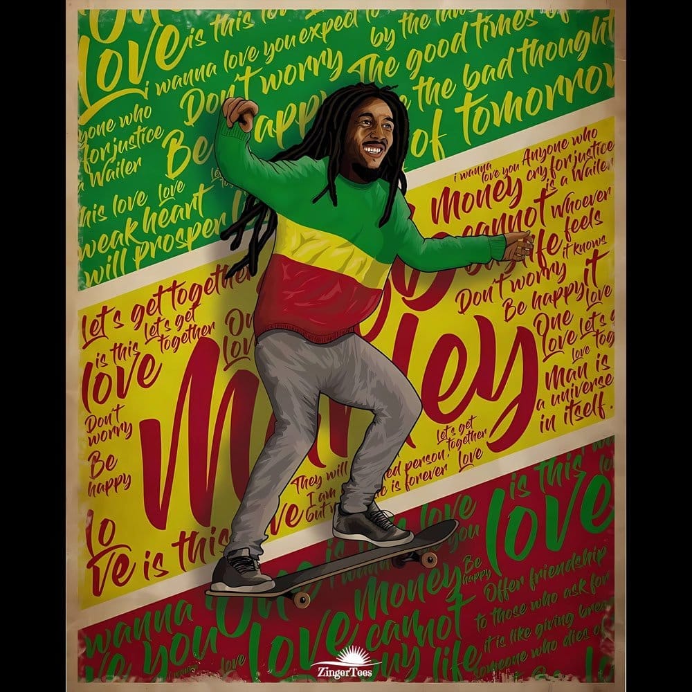 Affordable Women EqualLife Pure Cotton Bio-Washed T-Shirt Chest Printed-Tribute to Bob Marley-Ro