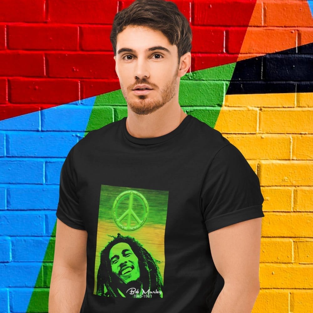 Trendy Men EqualLife Pure Cotton Bio-Washed T-Shirt Chest Printed-Tribute to Bob Marley-Rock Mus