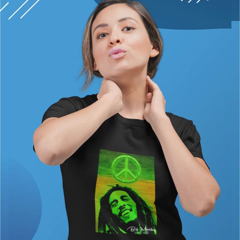 Sophisticated Women EqualLife Pure Cotton Bio-Washed T-Shirt Chest Printed-Tribute to Bob Marley