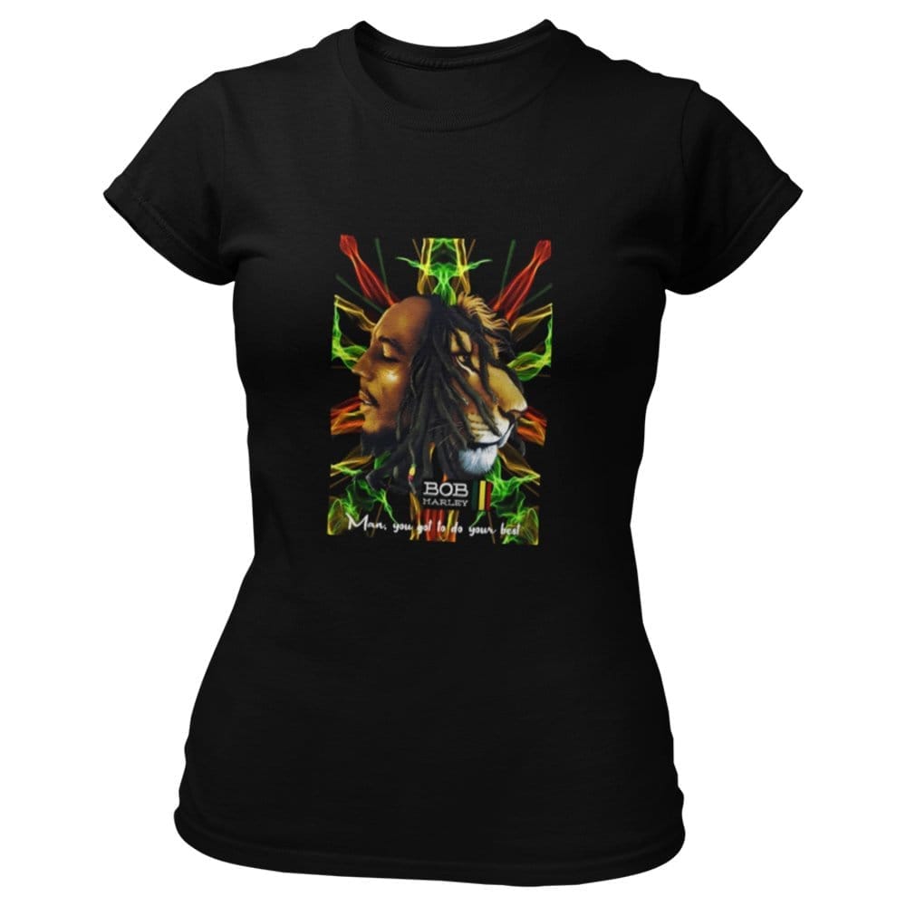 Premium Women EqualLife Pure Cotton Bio-Washed T-Shirt Chest Printed-Tribute to Bob Marley-Rock 